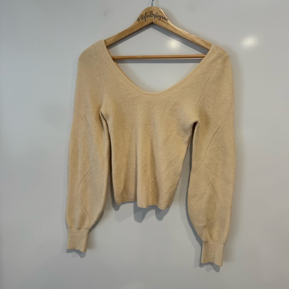 Abercrombie & Fitch Knit Bubble Sleeve Yellow Sweater Top